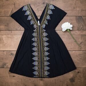 Summer Easy to wear FREE PEOPLE Black  Boho Print Dress S